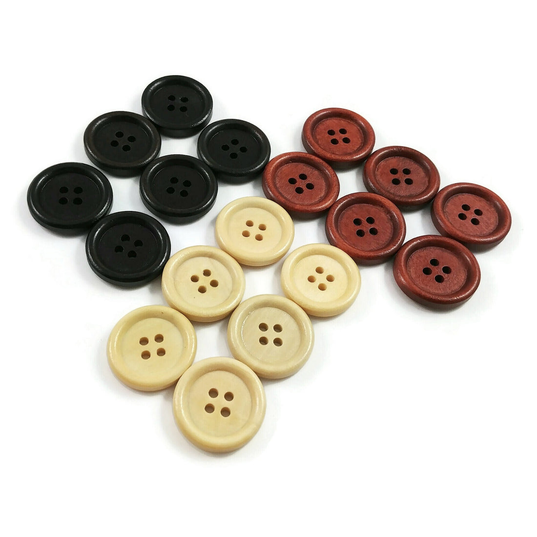 20mm wooden buttons, 6 sewing buttons, Natural wood button, Dark brown, brown or natural