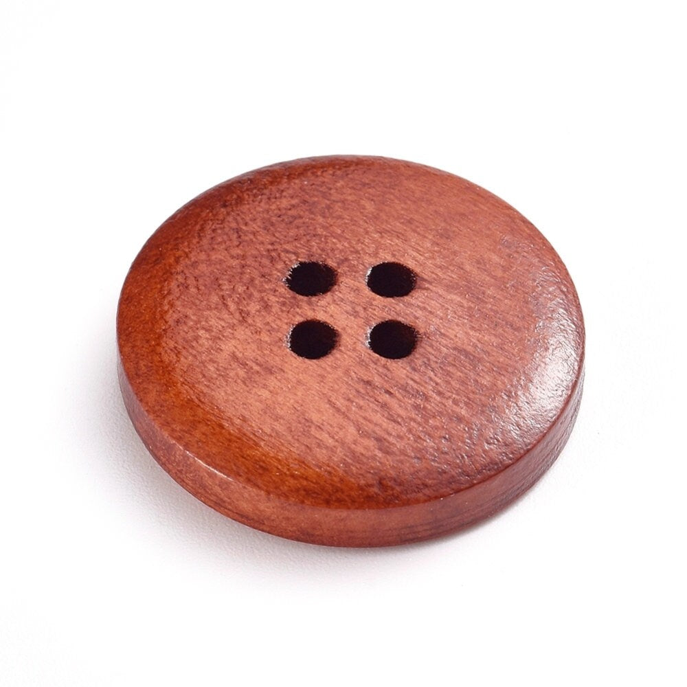 20mm wooden buttons, 6 sewing buttons, Natural wood button, Dark brown, brown or natural