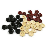 15mm wooden buttons, 6 sewing buttons, Natural wood button, Dark brown craft buttons
