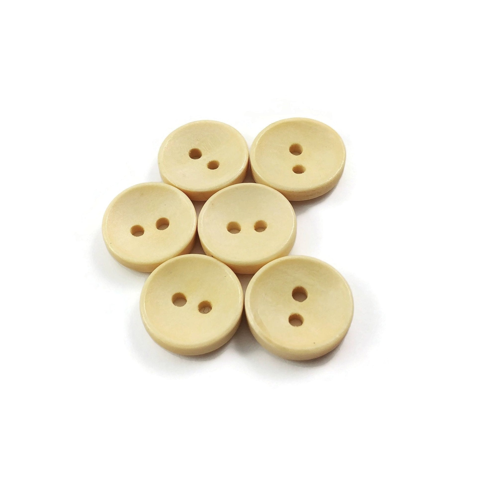 15mm wooden buttons, 6 sewing buttons, Natural wood button, Dark brown craft buttons