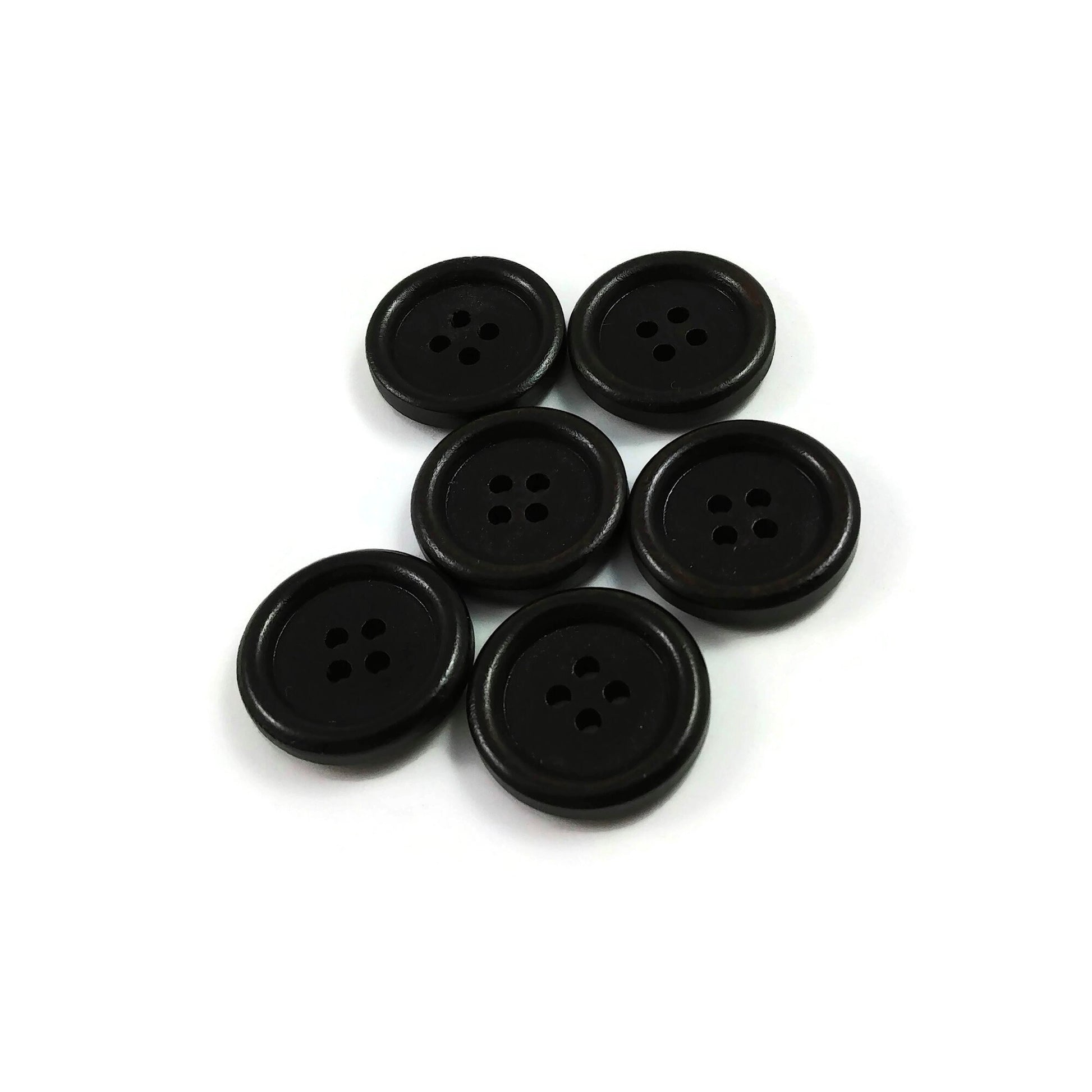 20mm wooden buttons, 6 sewing buttons, Natural wood button, Dark brown, brown or natural