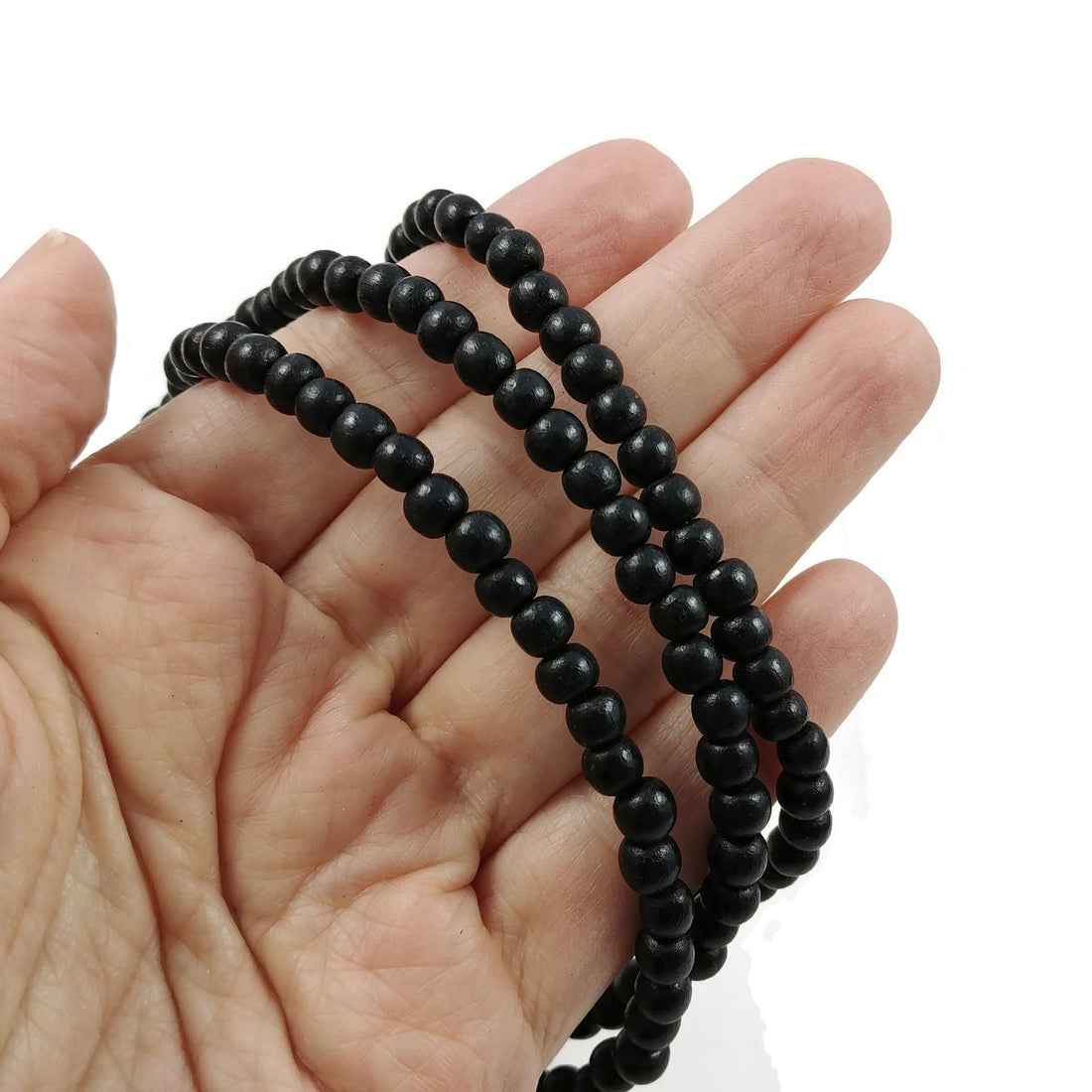 5mm black wood beads, 85pcs natural wooden beads, Round spacer beads for jewelry making