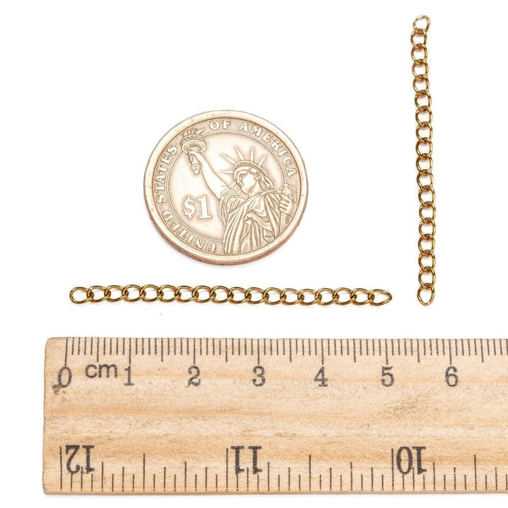 10 Gold stainless steel extender chains 50mm