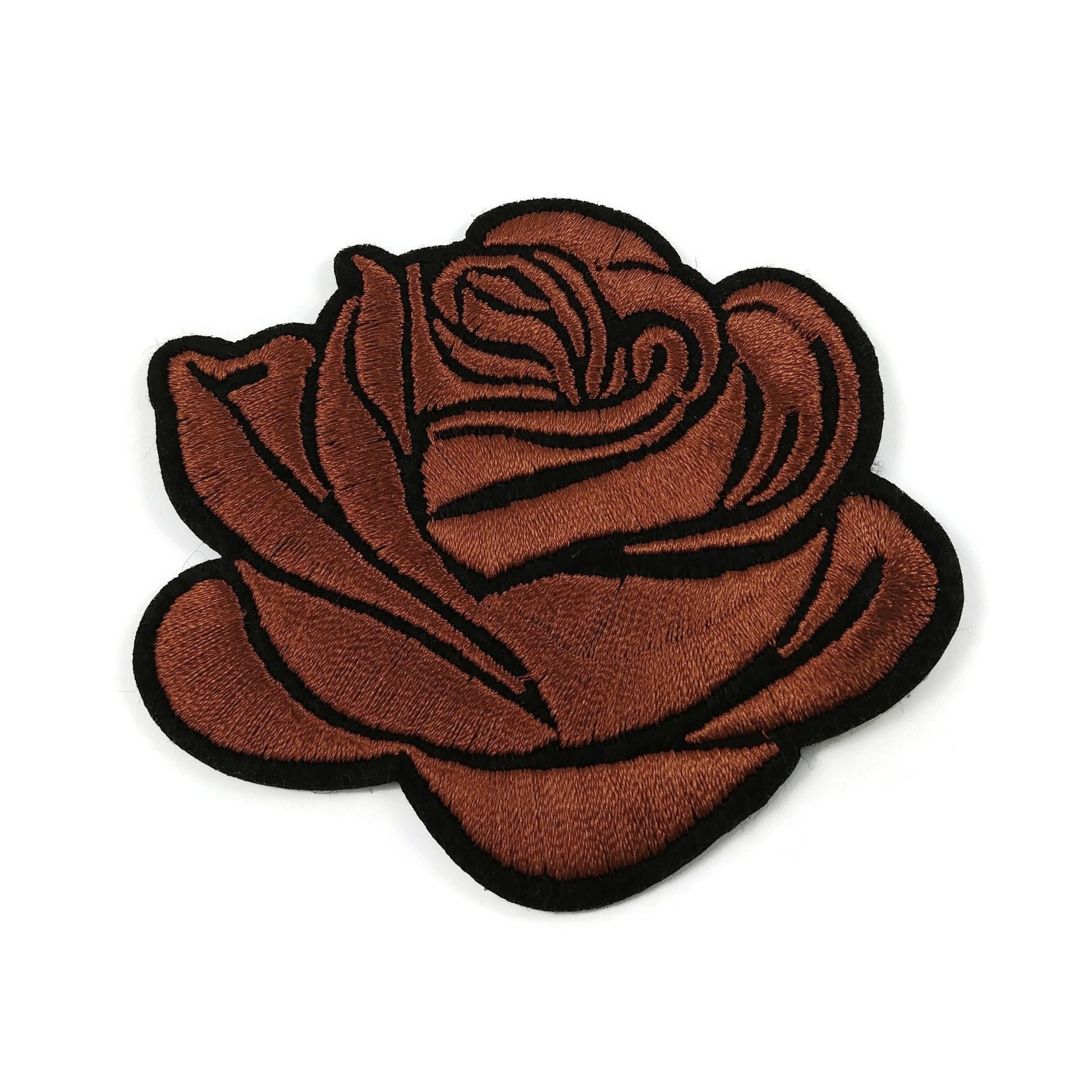Large rose patch, Flower iron on patch, Embroidered patch, Big rose patch for jackets