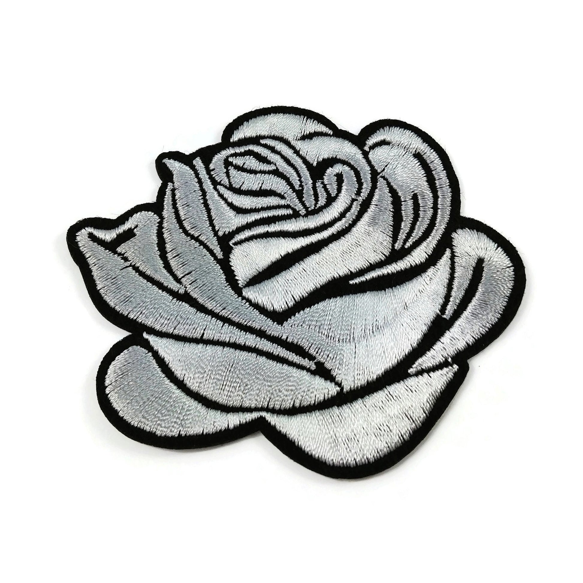 Large rose patch, Flower iron on patch, Embroidered patch, Big rose patch for jackets