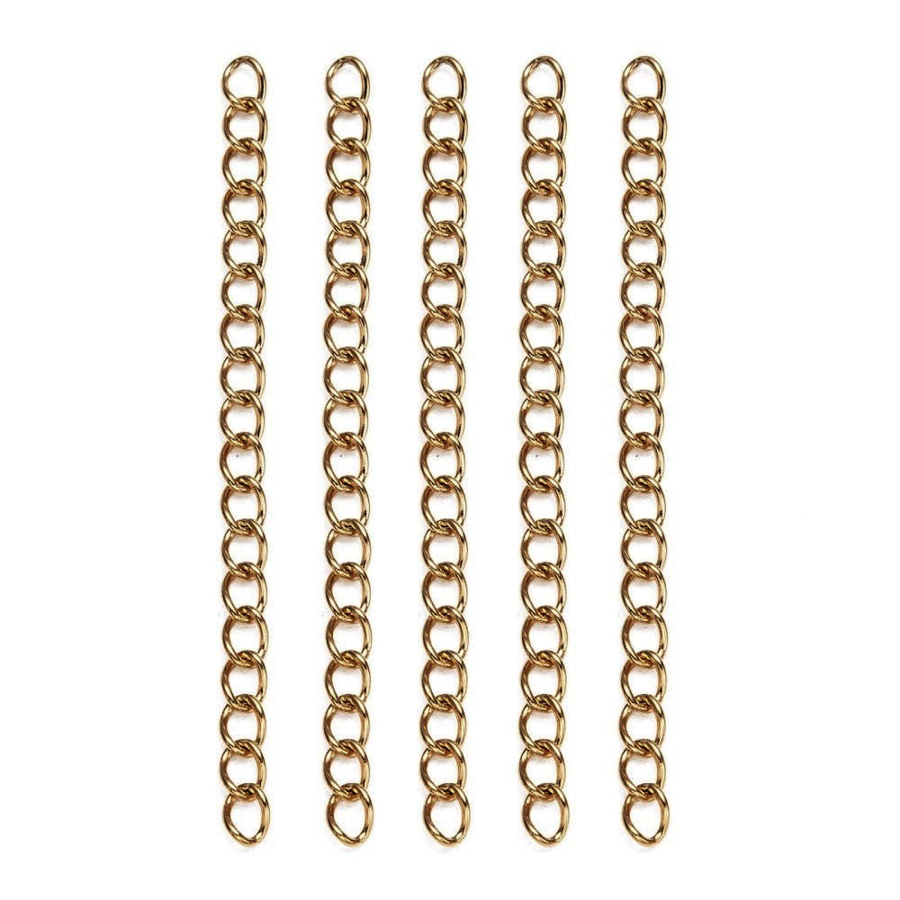 10 Gold stainless steel extender chains 50mm