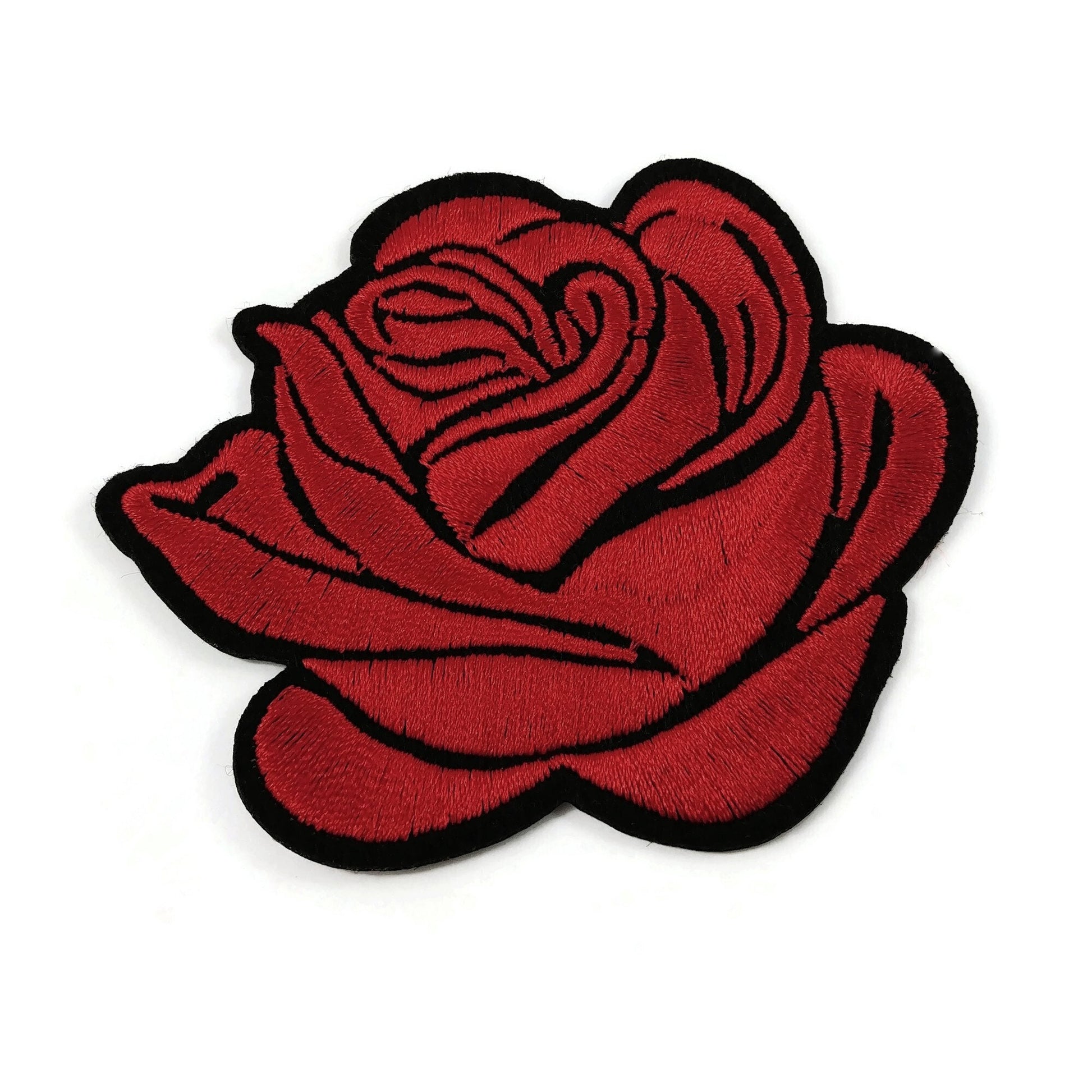 Large rose patch, Flower iron on patch, Embroidered patch, Big rose patch for jackets