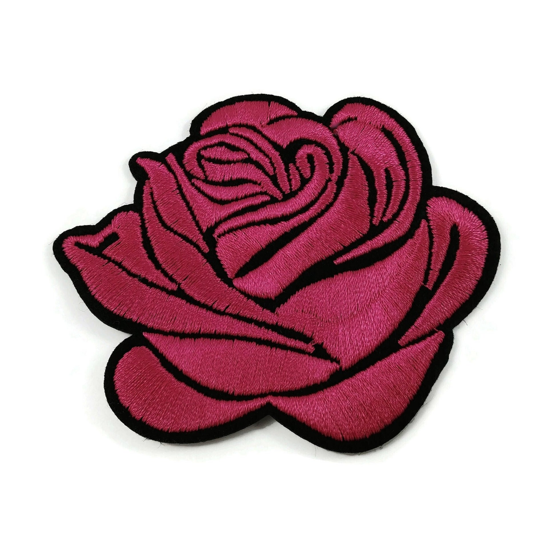 Large rose patch, Flower iron on patch, Embroidered patch, Big rose patch for jackets