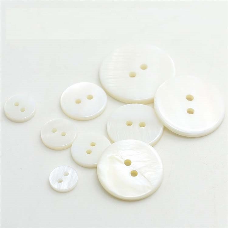 Mother of pearl buttons, Natural white shell sewing buttons, 7 sizes available