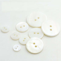 Mother of pearl buttons, Natural white shell sewing buttons, 7 sizes available