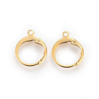 24K Gold plated round lever back, Stainless steel hoop earring hooks, 10pcs (5 pairs) Hypoallergenic leverbacks