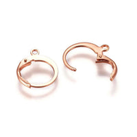 Rose gold round lever back, Stainless steel hoop earring hooks, 10pcs (5 pairs) Hypoallergenic leverbacks