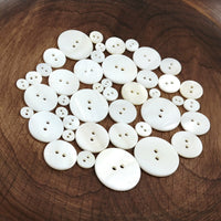 Mother of pearl buttons, Natural white shell sewing buttons, 7 sizes available