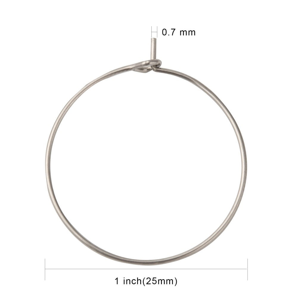 Surgical stainless steel hoops, Hypoallergenic earring findings, 15mm, 20mm, 25mm, 30mm hoops for jewelry making