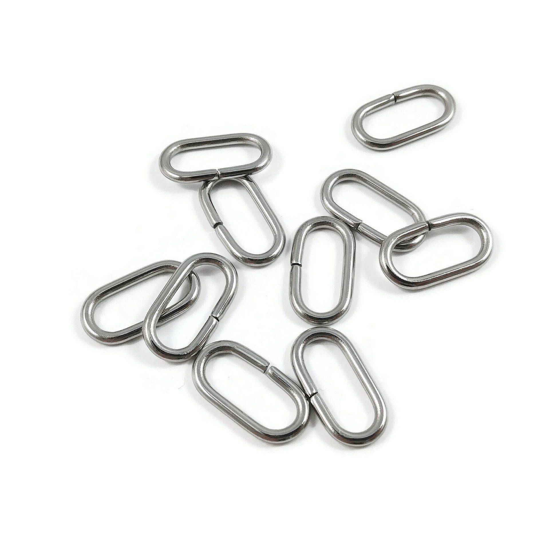 Large oval jump rings, 10pcs stainless steel open jumprings, 12 gauge hardware for jewelry making