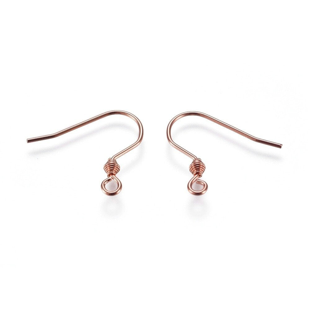 Rose gold earring hooks, 10 pcs stainless steel earwire, Hypoallergenic jewelry making