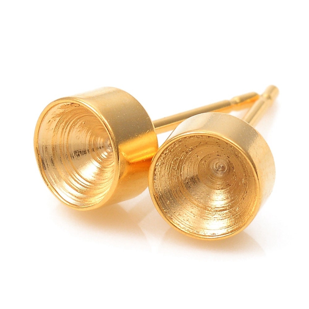 10 rhinestone cup earring posts, Hypoallergenic stainless steel studs, High-quality earring findings