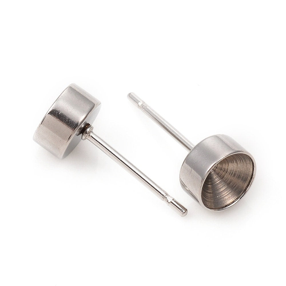 10 rhinestone cup earring posts, Hypoallergenic stainless steel studs, High-quality earring findings