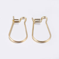 18K gold plated kidney earring hooks, 10pcs (5 pairs) stainless steel ear wires, Hypoallergenic jewelry making