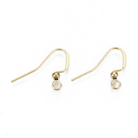 18K gold plated french earring hooks, Stainless steel ear wires, Nickel free earring findings, 20 pcs (10 pairs)