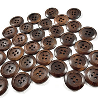 Olive natural wood buttons, 15mm, 20mm, Classic walnut sewing buttons, Made in Italy