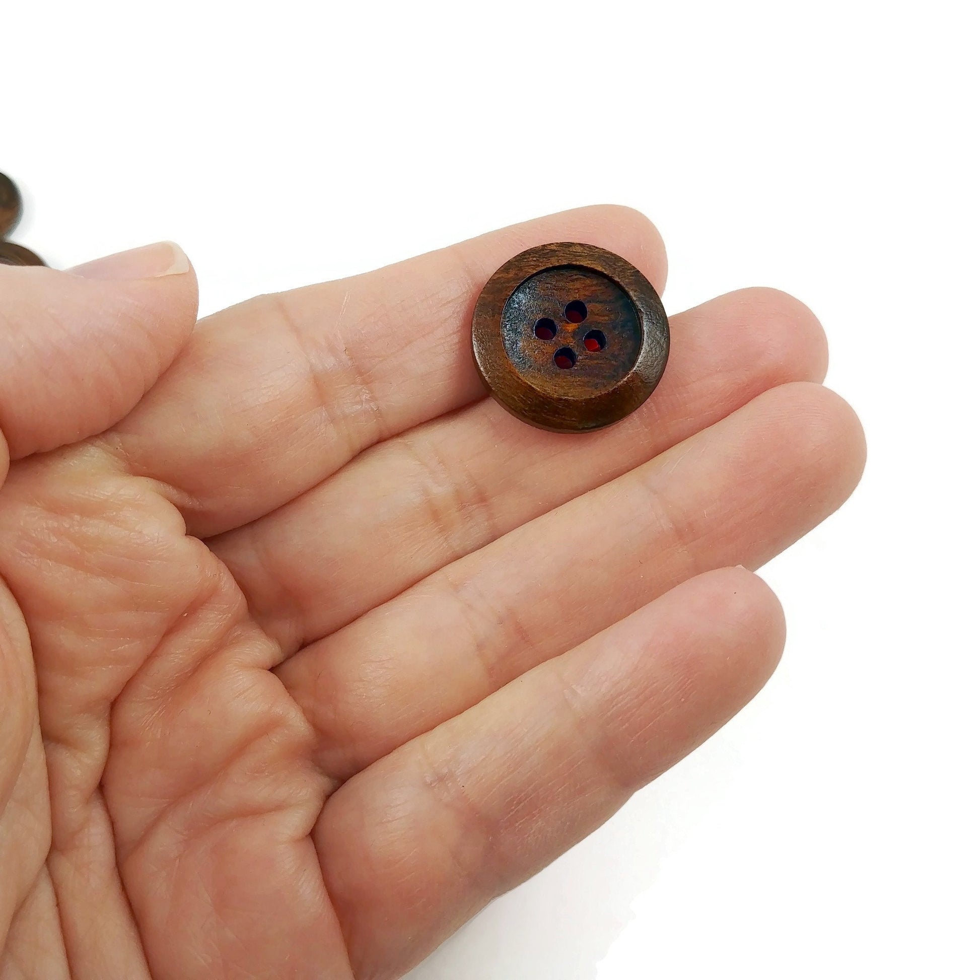 Olive natural wood buttons, 15mm, 20mm, Classic walnut sewing buttons, Made in Italy