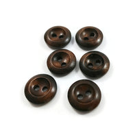 Dark Olive wood buttons, 15mm, 18mm, 20mm, Round edge walnut sewing buttons, Made in Italy