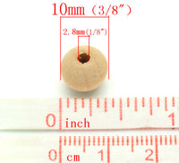 50 Perles en bois naturel 10mm
