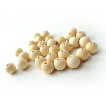 30 Perles en bois naturel 12mm