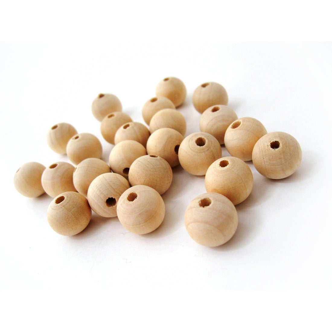 25 Perles en bois naturel 14mm