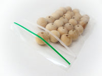 25 Perles en bois naturel 14mm