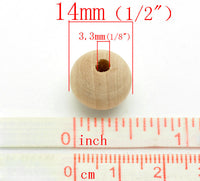 25 Perles en bois naturel 14mm