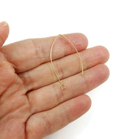 18K Gold Plated Marquise Ear Wire, Long Brass Earring Hooks, Real Gold Plated Earring Findings, Nickel Free