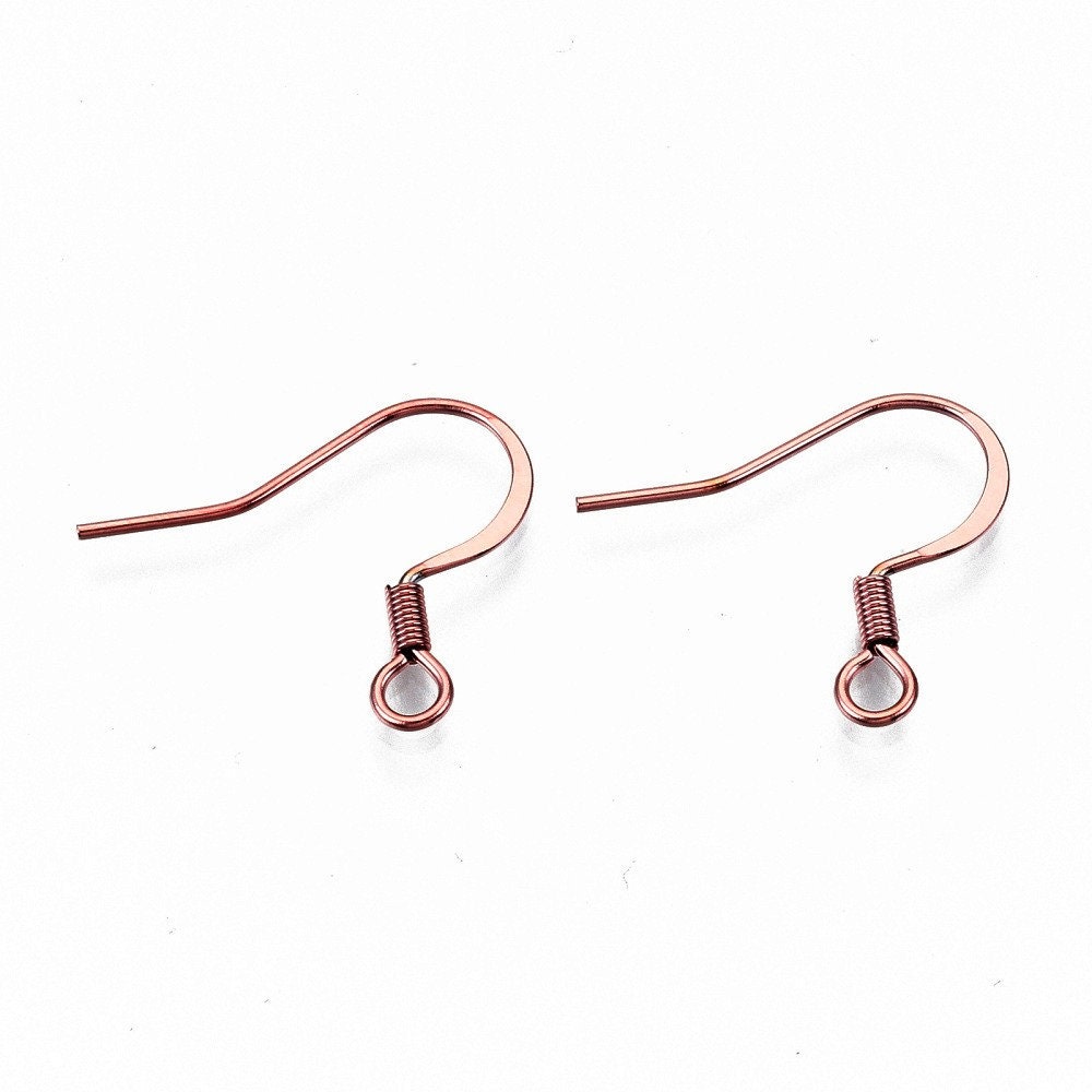 Stainless steel flat french earring hooks, 20 pcs (10 pairs) hypoallergenic ear wire, Silver, Gold, Rose gold