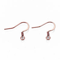 Stainless steel flat french earring hooks, 20 pcs (10 pairs) hypoallergenic ear wire, Silver, Gold, Rose gold