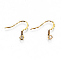 Stainless steel flat french earring hooks, 20 pcs (10 pairs) hypoallergenic ear wire, Silver, Gold, Rose gold