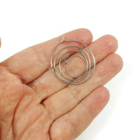 Surgical stainless steel hoops, Hypoallergenic earring findings, 15mm, 20mm, 25mm, 30mm hoops for jewelry making