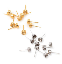 10 rhinestone cup earring posts, Hypoallergenic stainless steel studs, High-quality earring findings