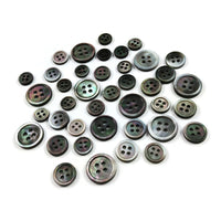 Grey mother of pearl buttons, Natural black lip shell sewing buttons, 4 sizes available