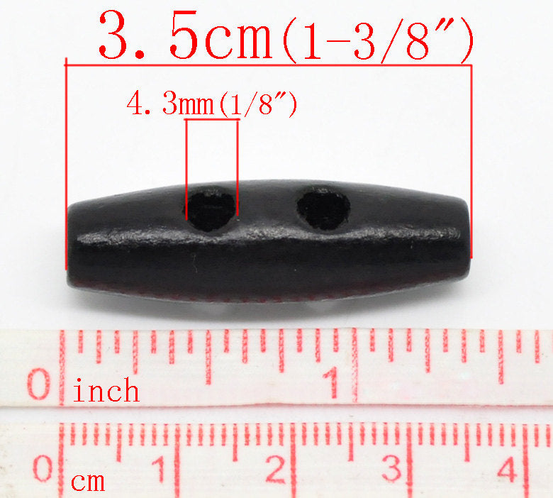 Black wooden toggle sewing buttons