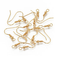 18K Gold Plated Earring Hooks - Stainless steel earring findings - Real Gold Plated Ear Wire