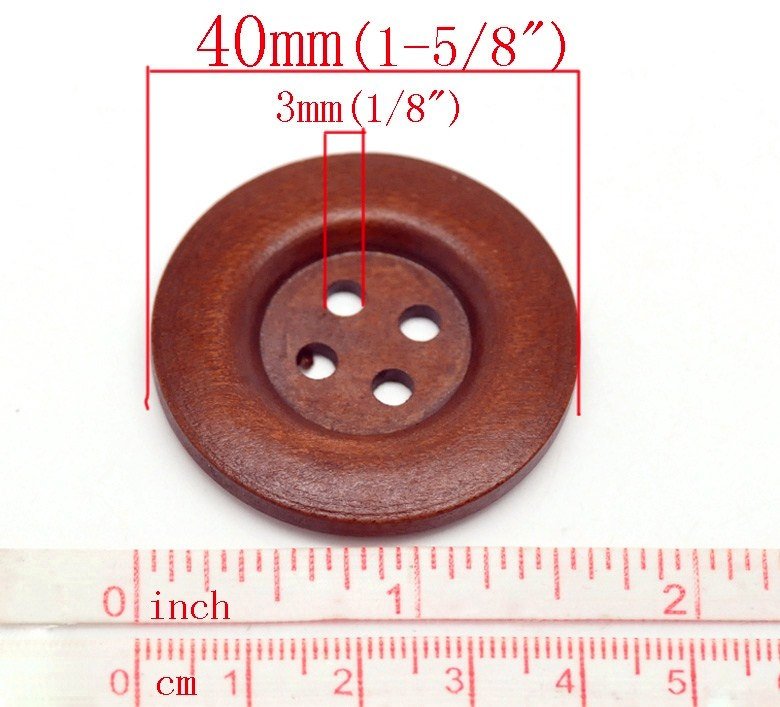 Large reddish brown button - 3 wooden buttons 40mm (1 5/8")