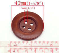 Large reddish brown button - 3 wooden buttons 40mm (1 5/8")