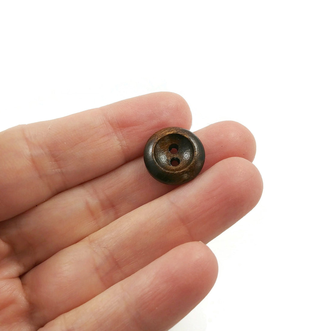 Dark Olive wood buttons, 15mm, 18mm, 20mm, Round edge walnut sewing buttons, Made in Italy