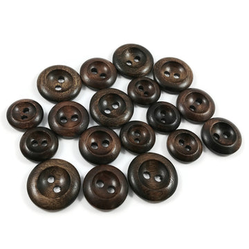 Dark Olive wood buttons, 15mm, 18mm, 20mm, Round edge walnut sewing buttons, Made in Italy