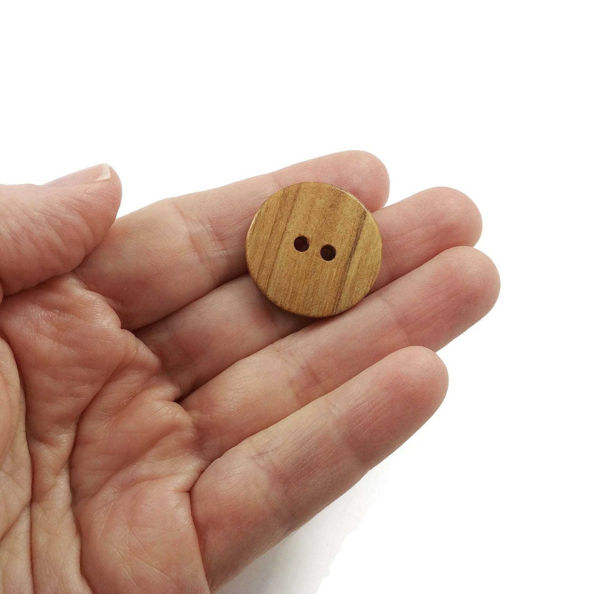 Natural olive wood buttons, 11mm, 13mm, 15mm, 20mm, 25mm, Wooden sewing buttons, Made in Italy