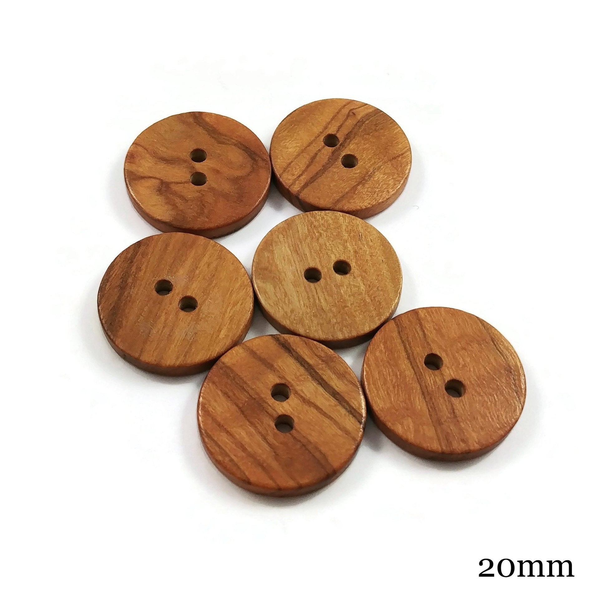 Natural olive wood buttons, 11mm, 13mm, 15mm, 20mm, 25mm, Wooden sewing buttons, Made in Italy