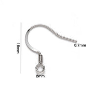 Stainless steel flat french earring hooks, 20 pcs (10 pairs) hypoallergenic ear wire, Silver, Gold, Rose gold