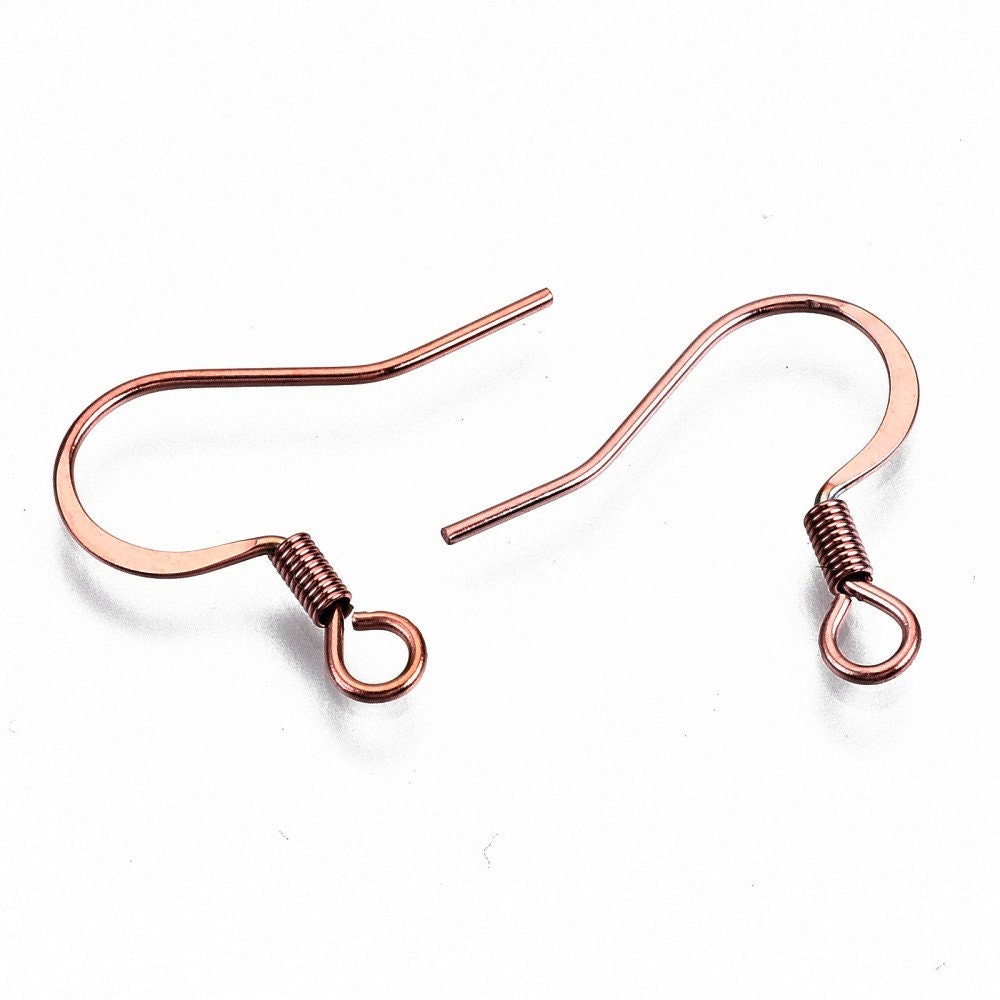 Stainless steel flat french earring hooks, 20 pcs (10 pairs) hypoallergenic ear wire, Silver, Gold, Rose gold
