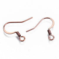 Stainless steel flat french earring hooks, 20 pcs (10 pairs) hypoallergenic ear wire, Silver, Gold, Rose gold